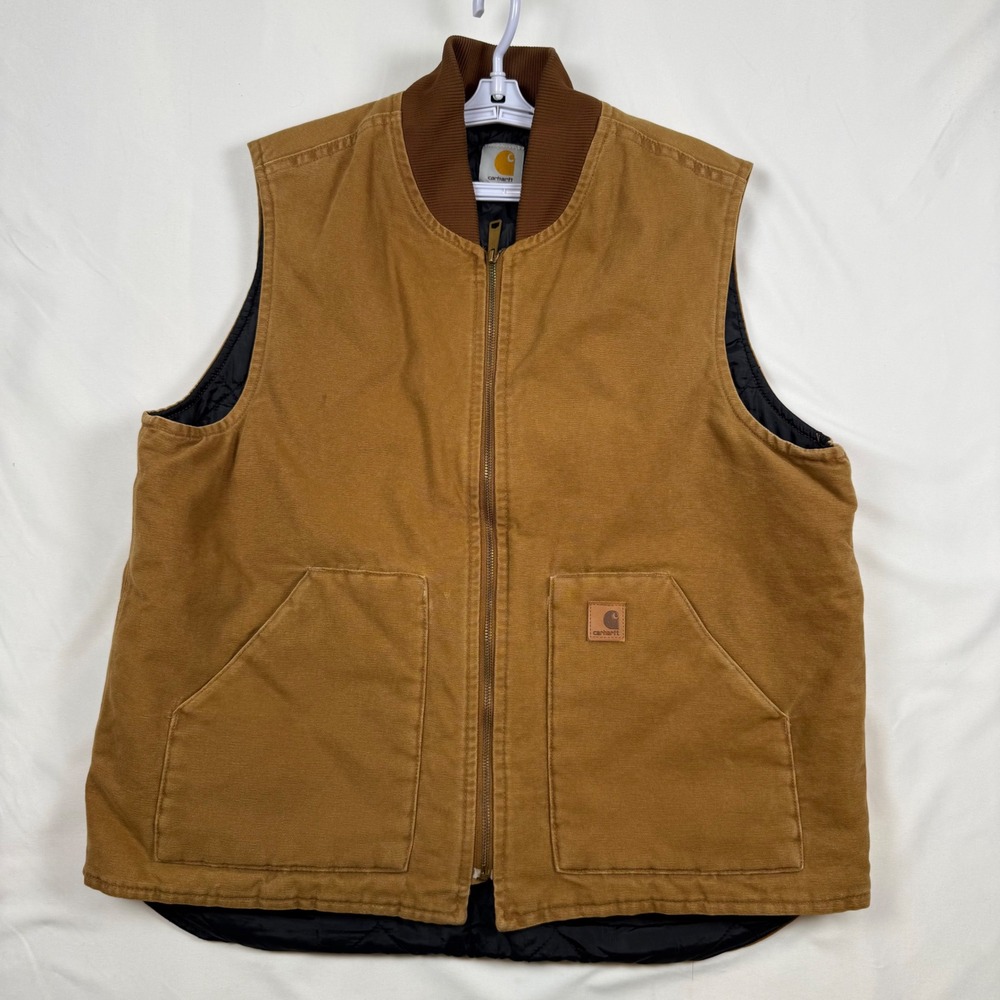 Carhartt V02 211 Brown Duck Arctic Quilt Lined Vest Mens XL Tall Workwear